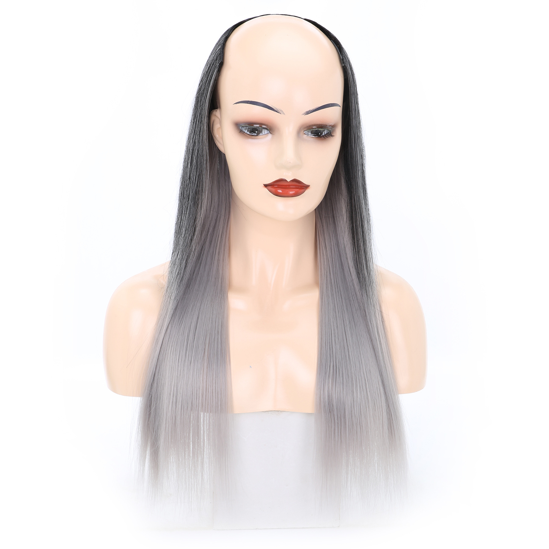 European and American wigs, half wig, long straight U-shaped wig, wig, synthetic fiber false wig details Picture