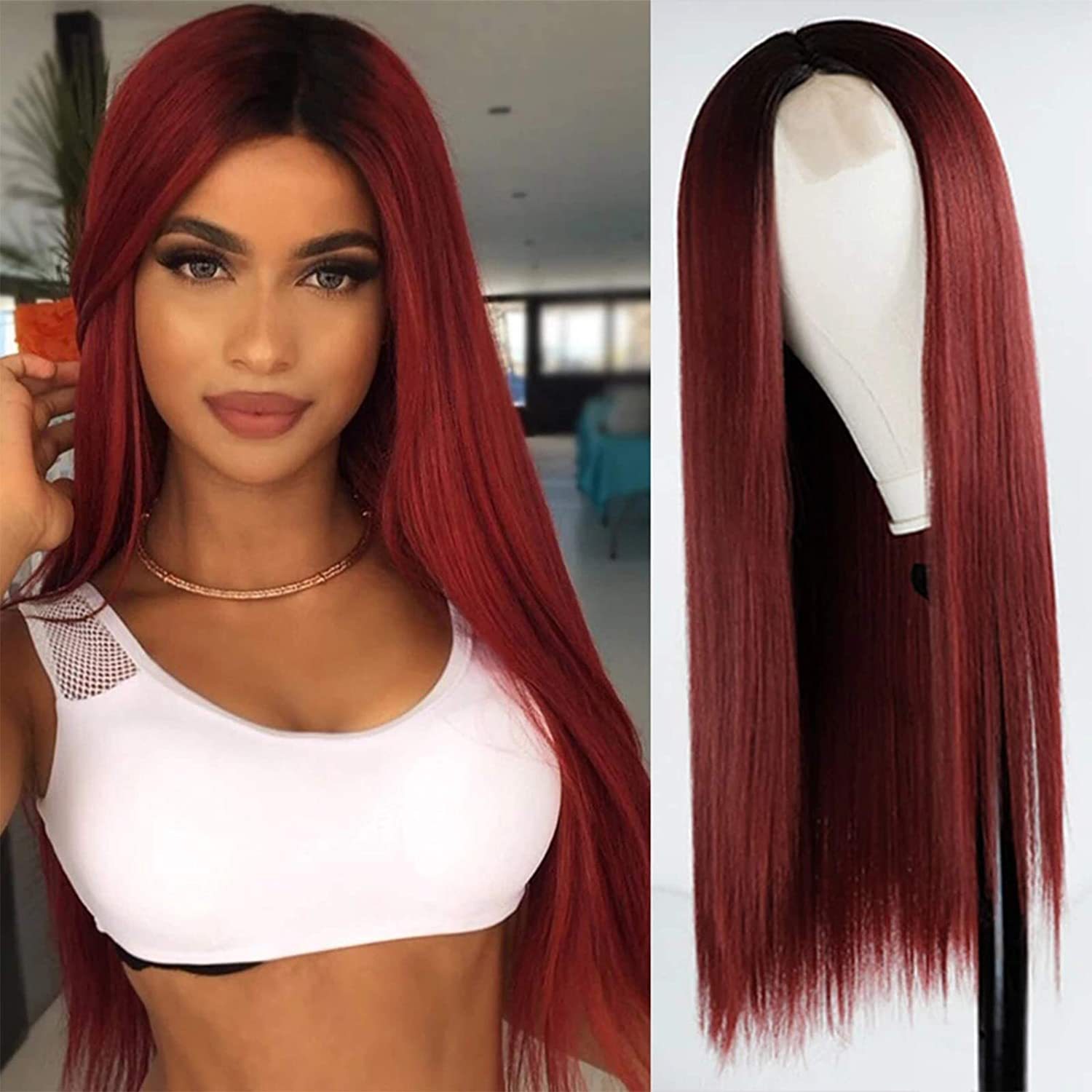 European and American women's wig, long straight hair, synthetic fiber front lace wig, small lace wig lace wigs