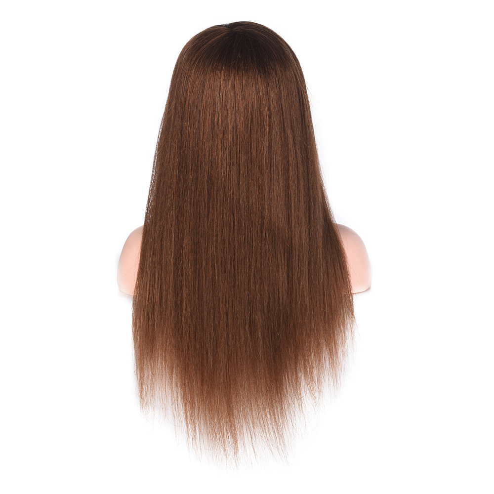 Full real hair wig teaching head model, hair styling and braid learning, updo, updo teaching head, blow-cut and perm real hair model Item Picture