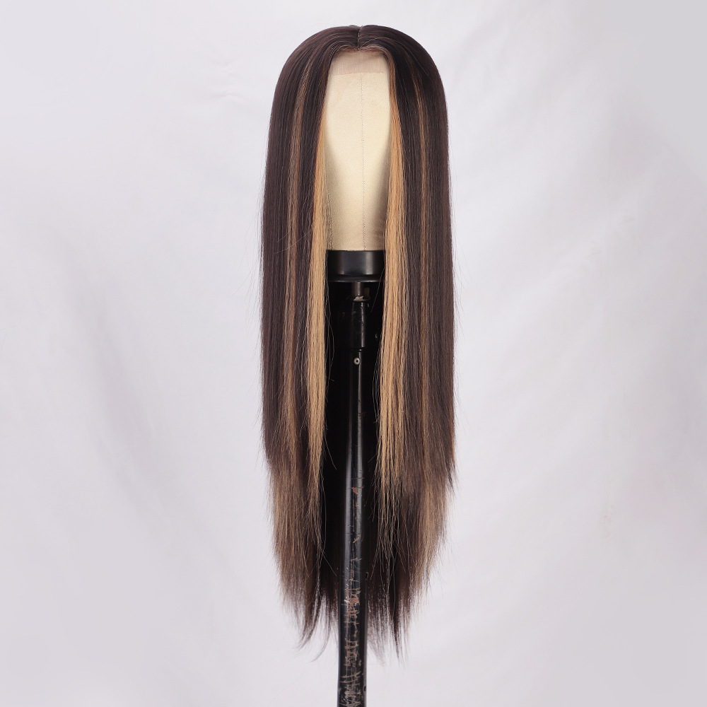 European and American women's wigs, long straight hair, front lace, synthetic fiber women's wigs, head covers, small lace wigs
