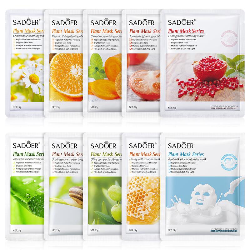 SADOER plant and fruit mask sheets in full English, cross-border export live-streaming, skin care products factory wholesale details Picture
