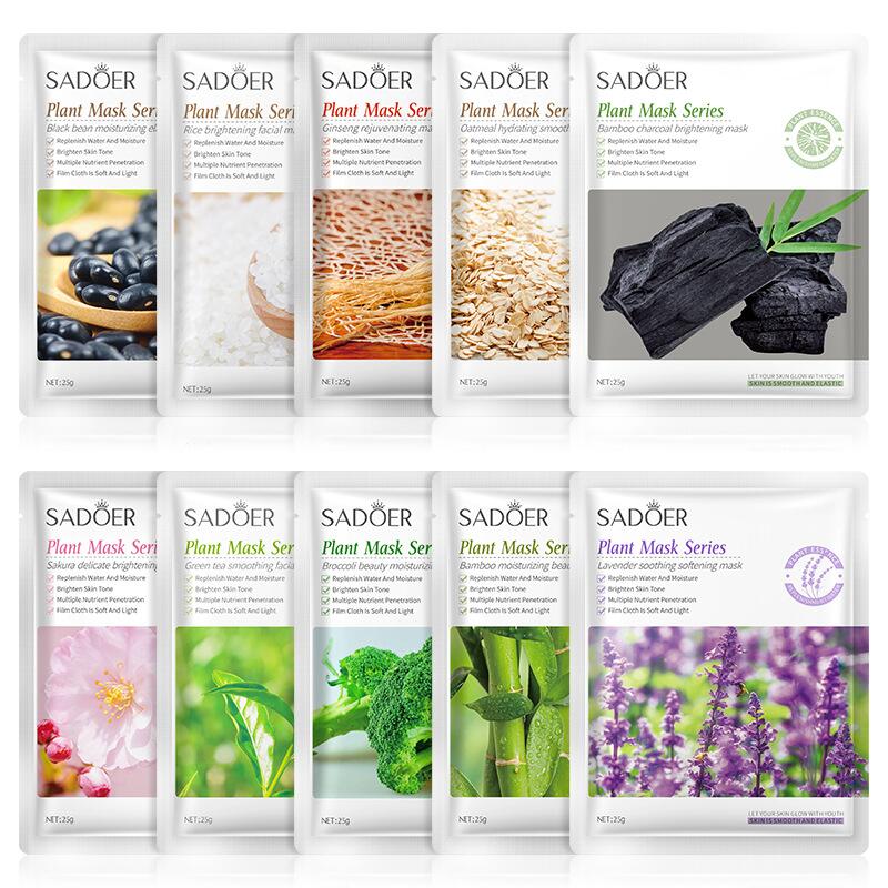 SADOER plant and fruit mask sheets in full English, cross-border export live-streaming, skin care products factory wholesale Specification image