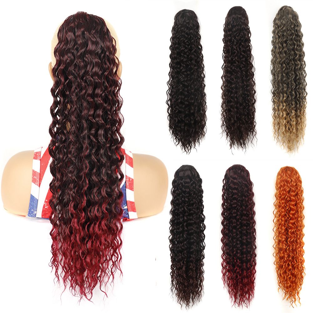 16寸 22寸 Curl Hair Ponytail 外贸假发马尾 圆网拉绳长卷发马尾