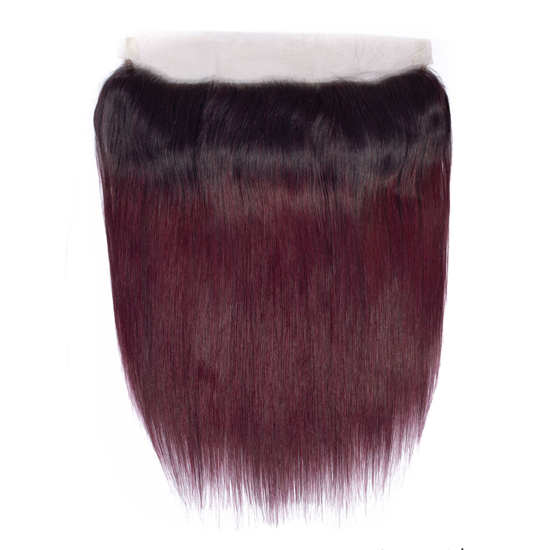 13x4 1B/99J European and American wig wine red lace frontal closure lace hair block
