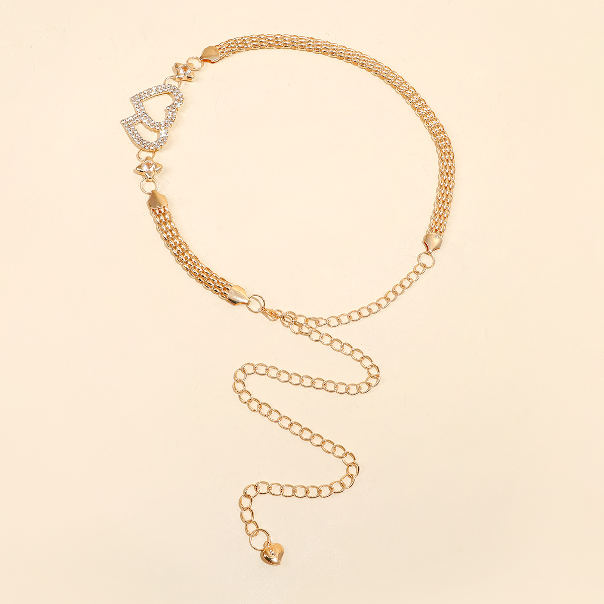 y241, a trendy golden metal rhinestone pearl leaf buckle spring elastic band paired with a thin waist chain belt for pants details Picture