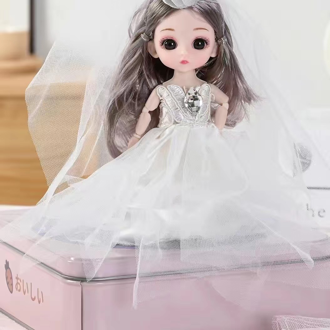 16厘米婚纱款芭比娃娃音乐版糖胶材质MR-27