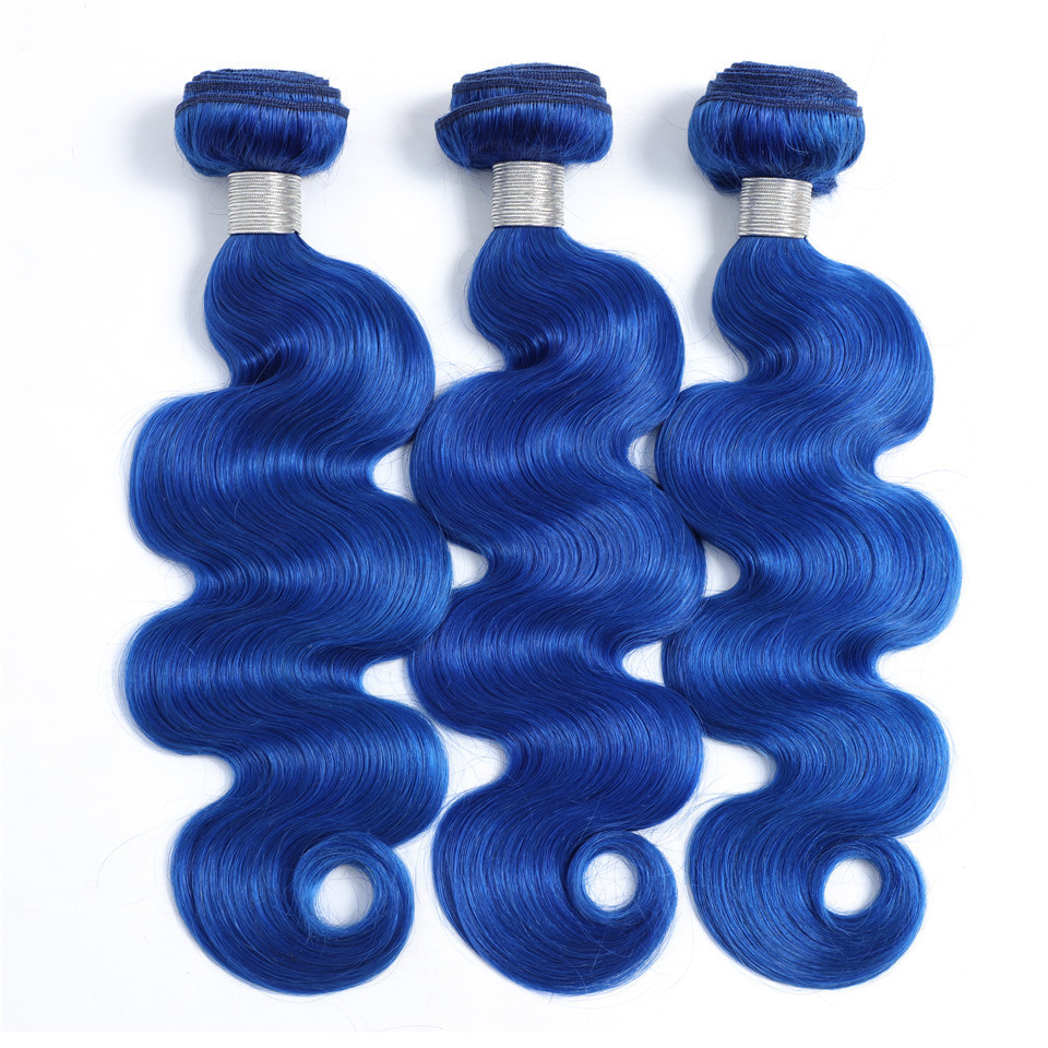European and American wigs, seven-color pure blue and pure purple human hair curtains