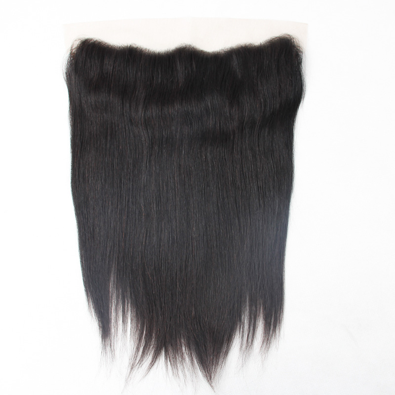 13*4 自然色 真发倒头顺发 全手织全蕾丝 前头假发发块