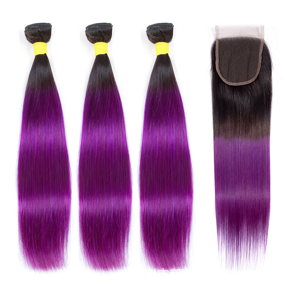 Peruvian real hair 1B/ Purple straight hair tie hair block