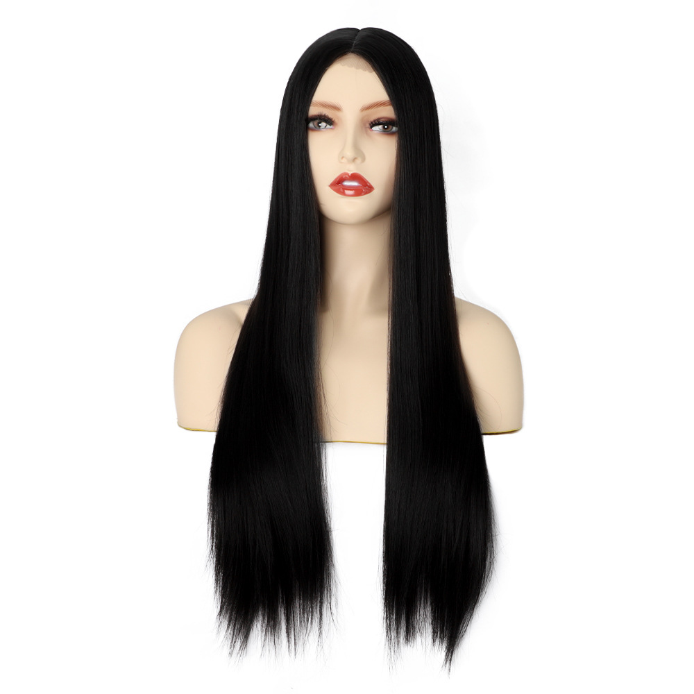 European and American women's wigs, long straight hair, front lace, synthetic fiber women's wigs, head covers, small lace wigs Specification image
