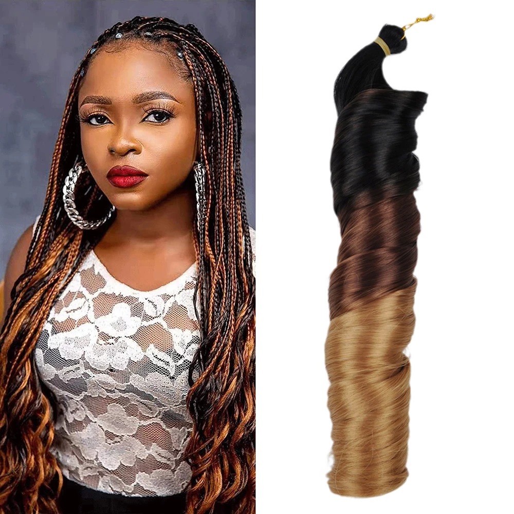 Synthetic fiber wig with braid Loose Wave Crochet Hair single tube large roll spiral roll 150g