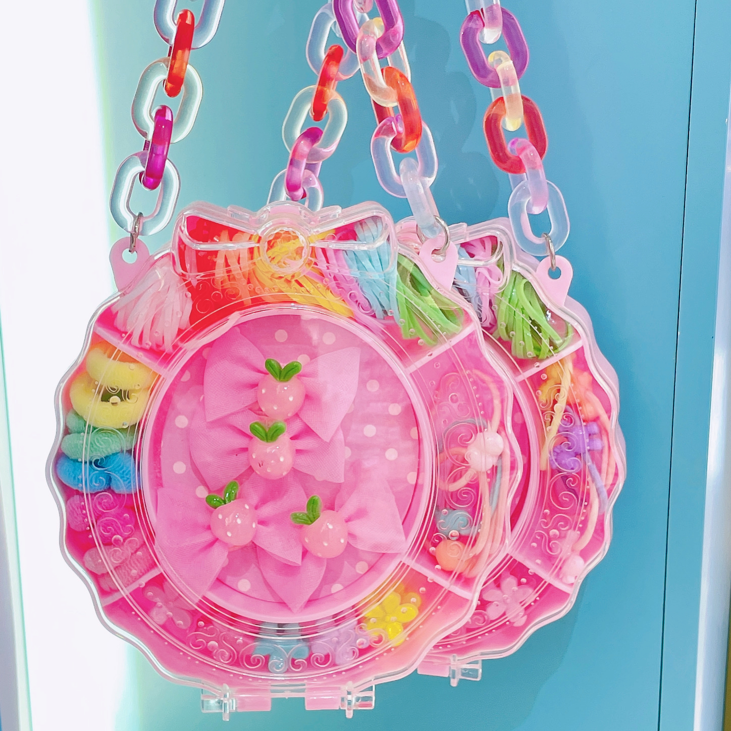 Seven-color chain oval gift box, rubber band head duck clip, multiple combinations, simple and elegant, a must-have for children, suitable for princesses over 3 years old, a must-have details Picture