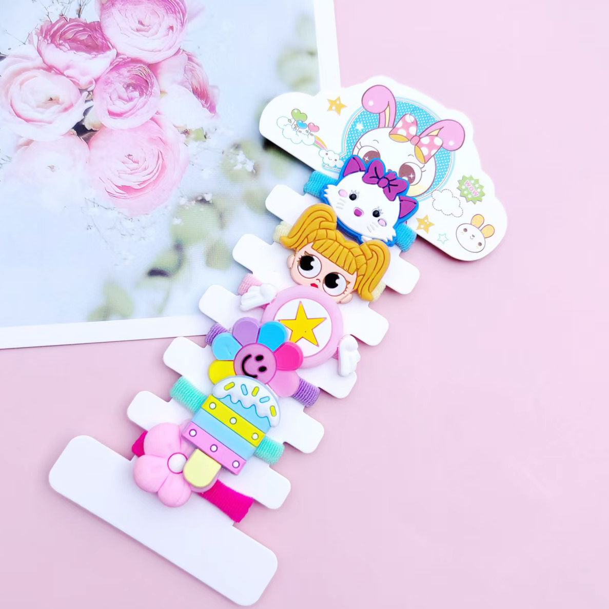 儿童发绳/宝宝发圈/发饰皮筋白底实物图