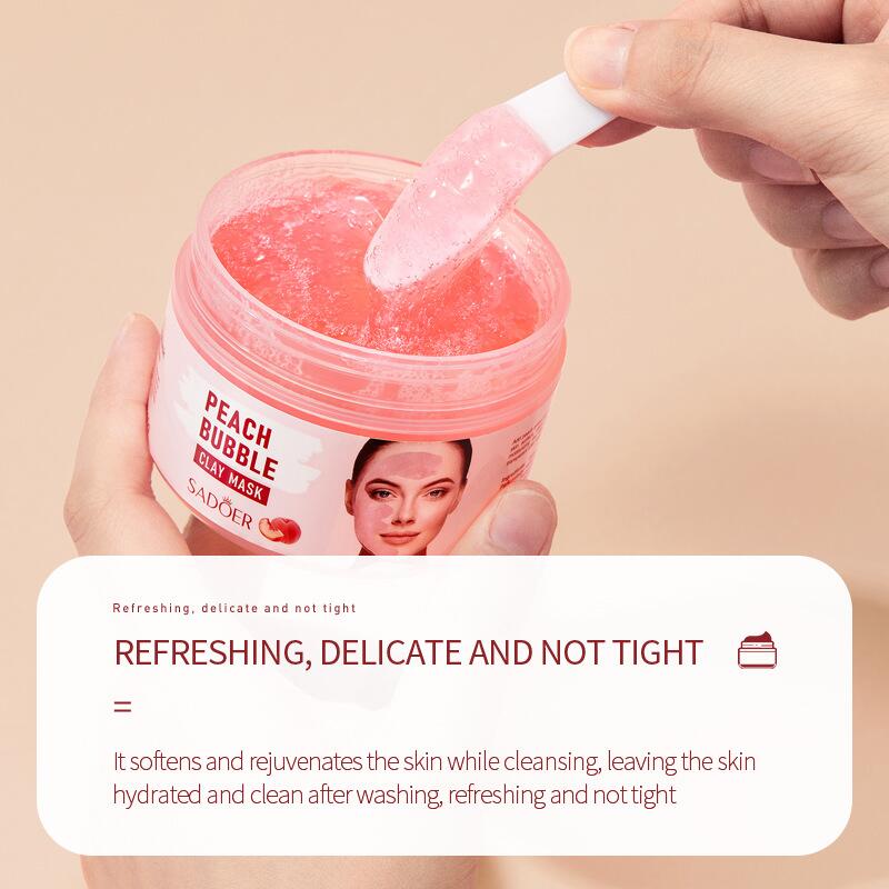 All-english bubble mask mud SADOER Cucumber and Peach cleaning Mud Mask 100g cross-border foreign trade live wholesale Item Picture