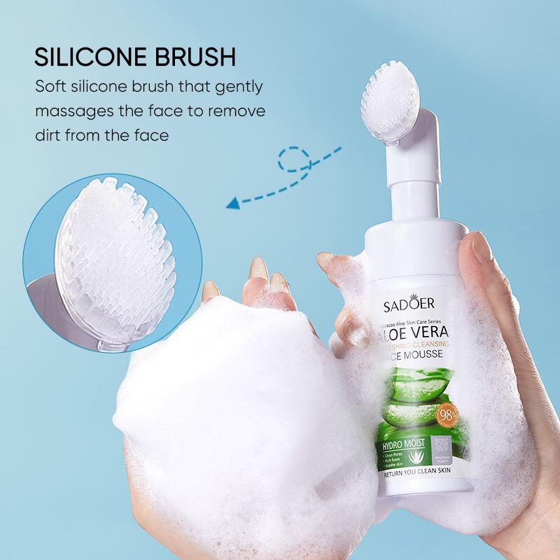 SADOER Aloe Vera Facial Cleanser with brush head 120ml cross-border foreign trade live wholesale Specification image