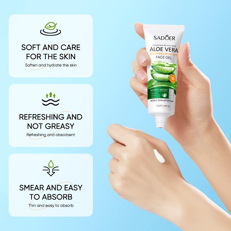 SADOER Aloe Vera Gel 40g for hydrating, moisturizing and nourishing cross-border foreign trade live streaming wholesale Application Scenario