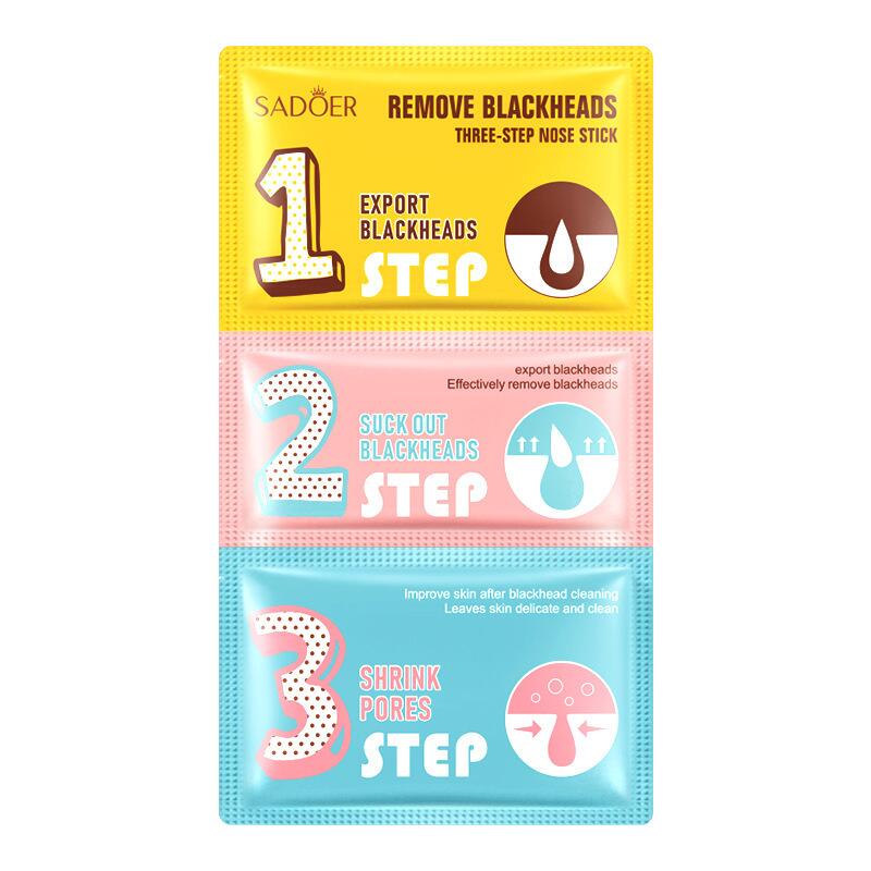 "Three-step SADOER nose patch for Blackhead removal in English, T-zone skin care set, cross-border export wholesale.