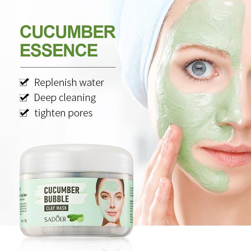 All-english bubble mask mud SADOER Cucumber and Peach cleaning Mud Mask 100g cross-border foreign trade live wholesale Specification image