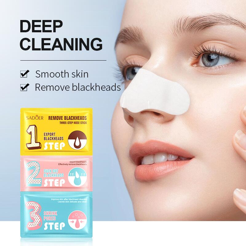 "Three-step SADOER nose patch for Blackhead removal in English, T-zone skin care set, cross-border export wholesale. Application Scenario
