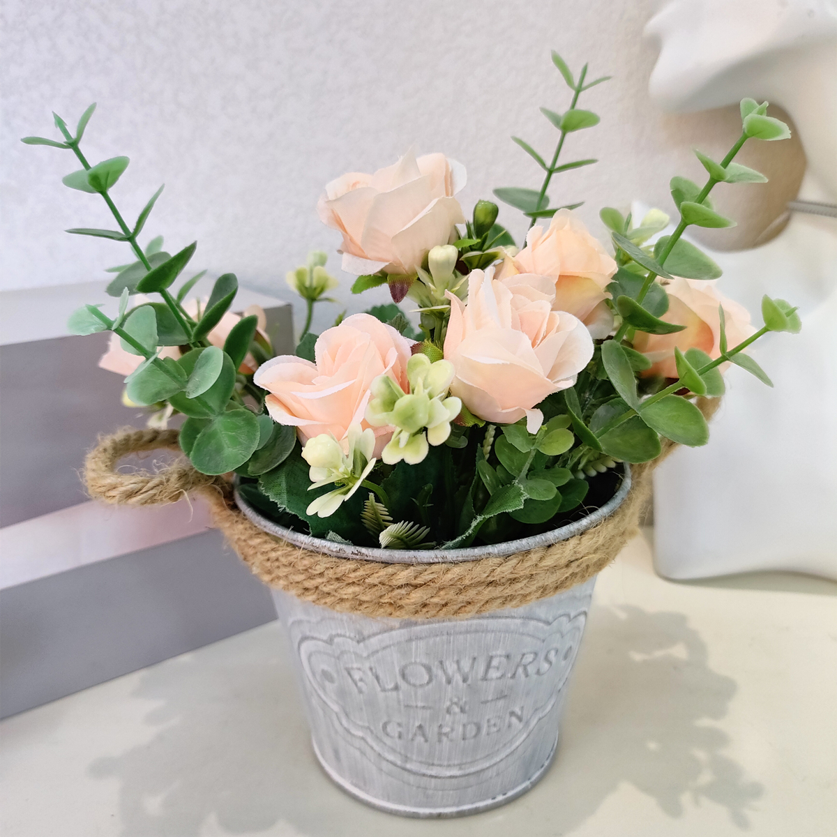 Golden Autumn Flower Shop 104015 Artificial Potted Plants, artificial flowers, bonsai, Green plants, potted plant ornaments, multi-color artificial succulents, small bonsai combination ornaments, living room and dining room table decoration items, Festival gifts, roses, tulips, 34