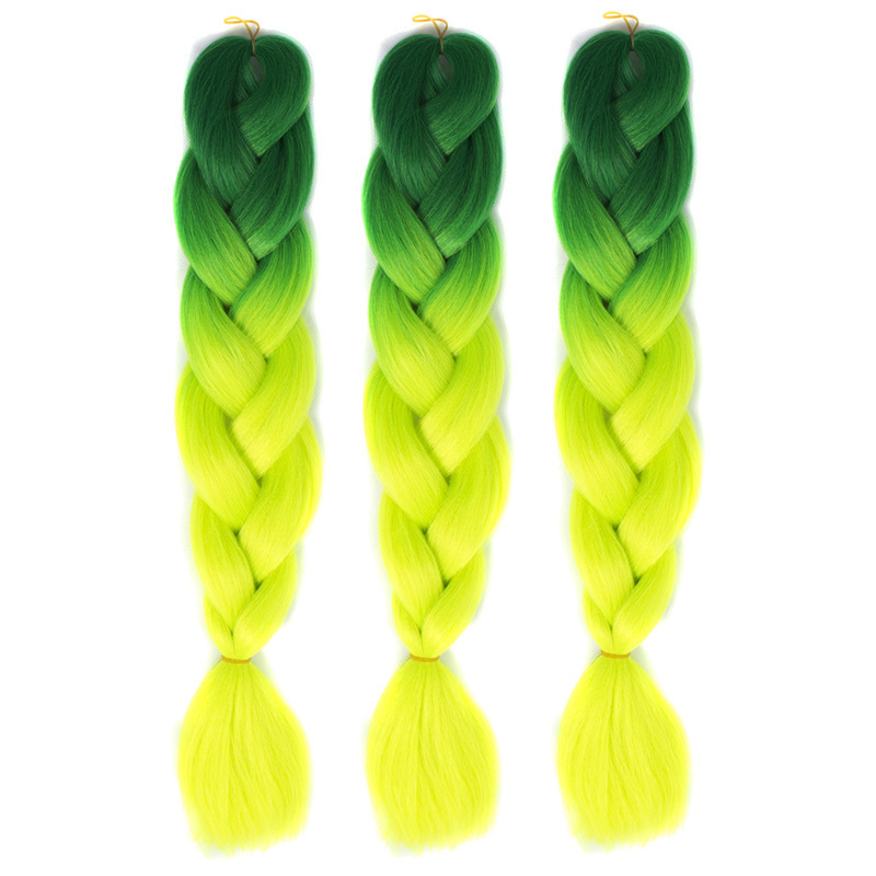 European and American large braid wigs for women, colorful dirty braids, gradient color synthetic fiber wigs, high-temperature silk braids Specification image