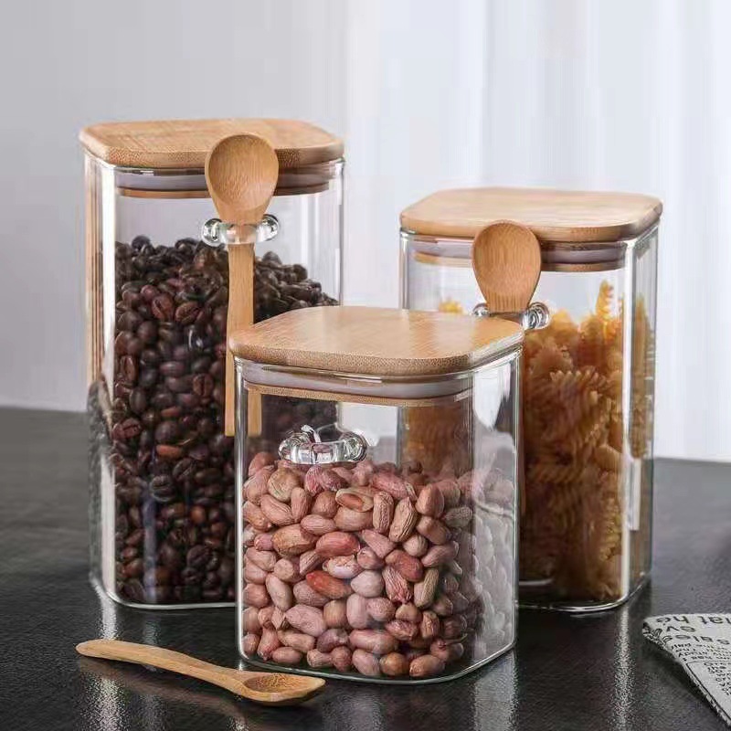 软木塞玻璃密封罐食品咖啡豆茶叶密封罐透明储藏收纳罐子储物罐图