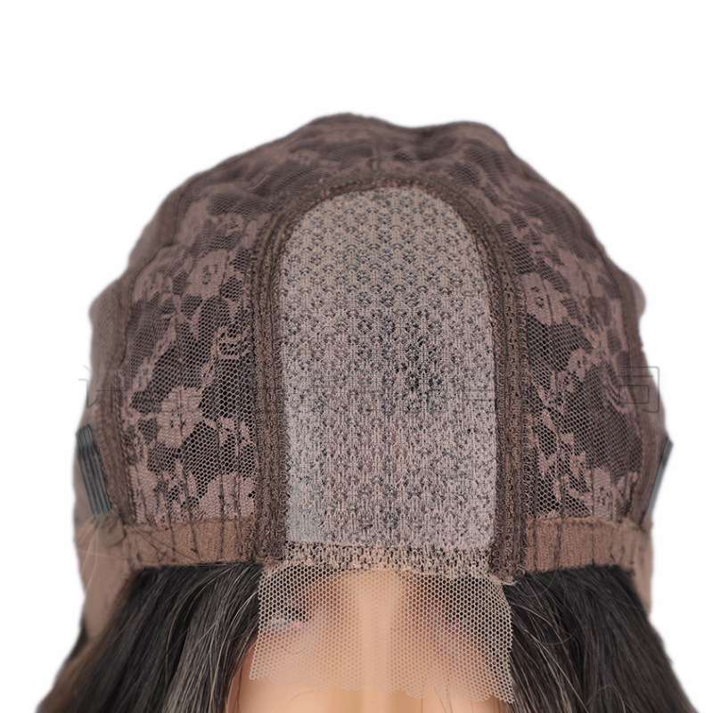 European and American long curly hair wigs with lace and synthetic fiber lace on the front details Picture
