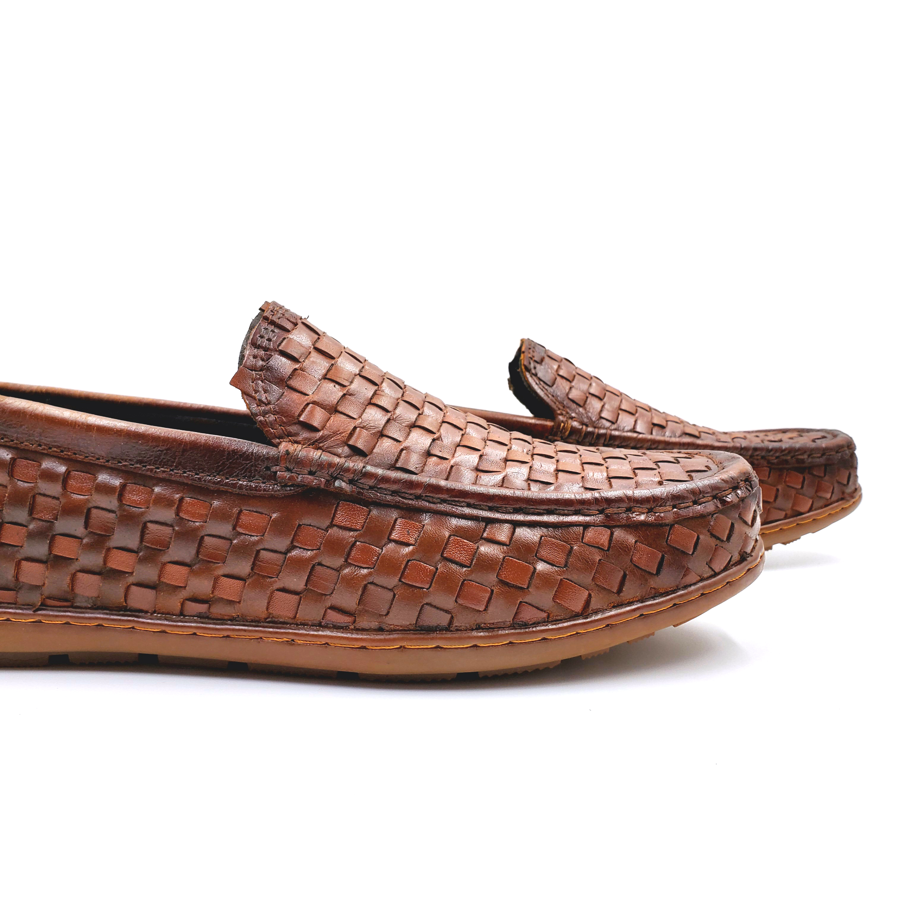 Cross-border plus-size men's shoes, hand-woven casual leather shoes, British durable breathable shoes Item Picture