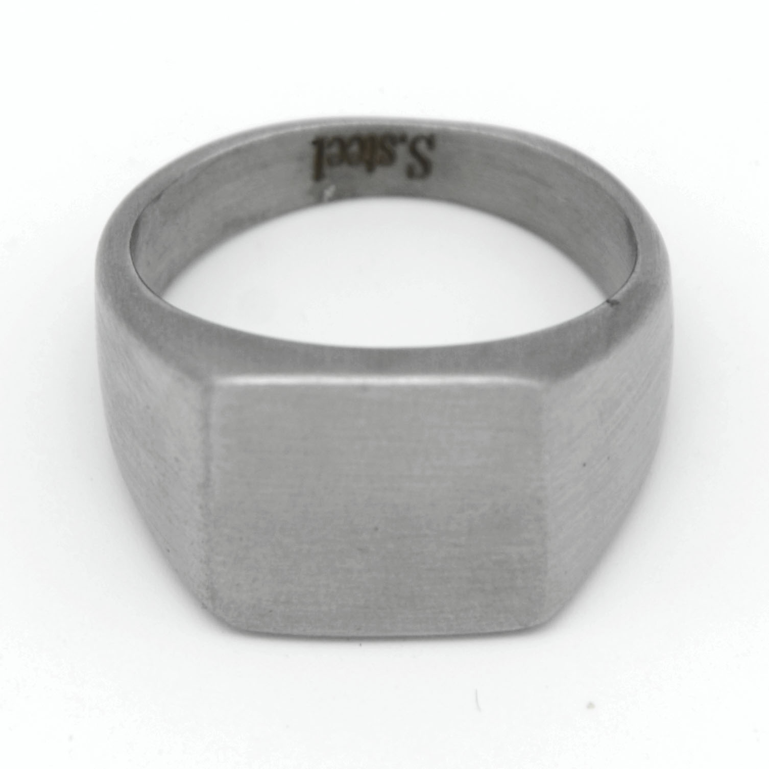 新款时尚男士钛钢不修钢复古朋克风戒指方形亚光拉丝指环
