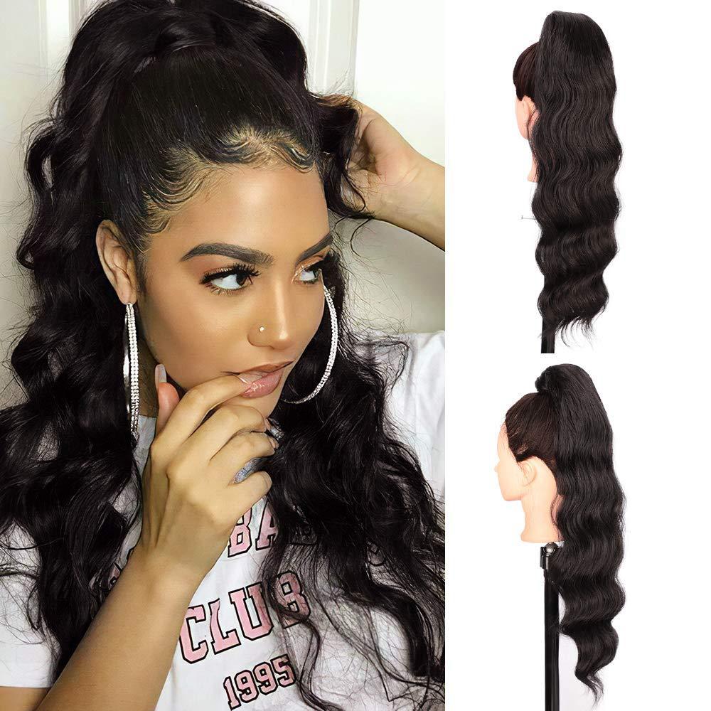 European and American long curly hair wigs, women's drawstring ponytail extensions, wigs, wavy synthetic fiber wigs