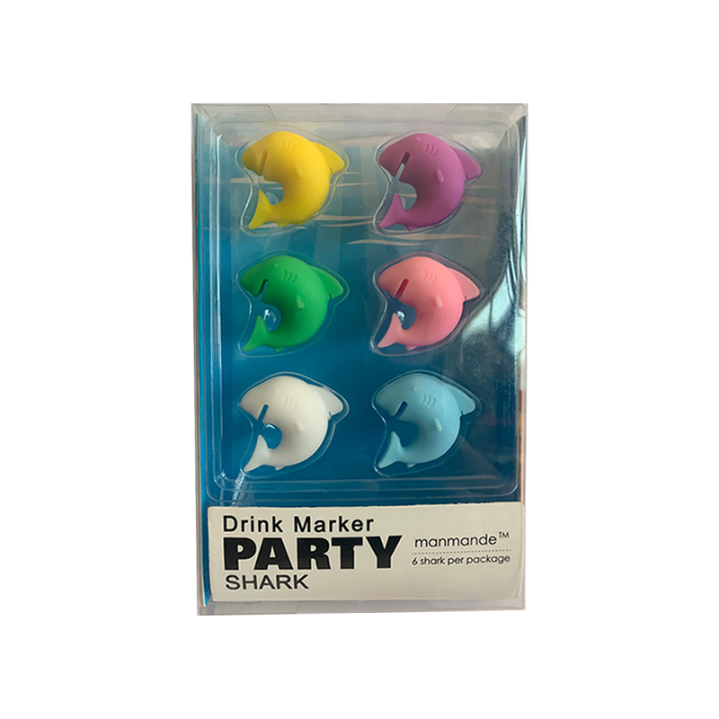 Creative shark-shaped marker silicone wine glass holder Party cup label Shark-shaped wine glass recognizer 6-piece set Application Scenario