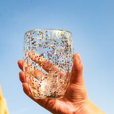 新款璀璨星空杯 双层玻璃杯 流动镭射星星杯 高硼硅水杯工厂直销