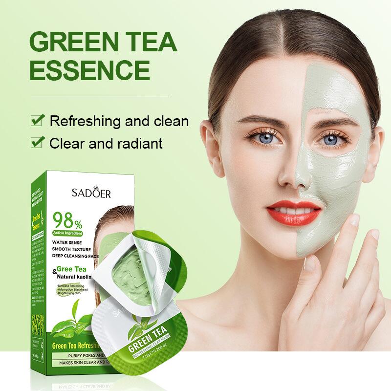 Cross-border export wholesale of SADOER Green Tea Turmeric Rose Moisturizing Mask with all-English cleansing mud mask Item Picture