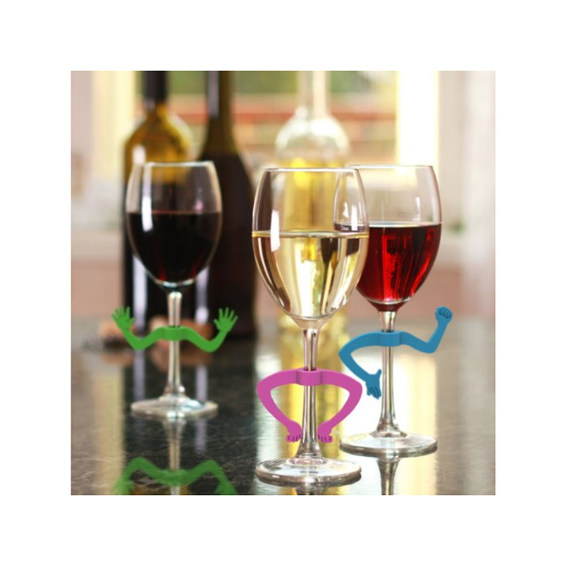 Amazon's best-selling creative silicone hand-shaped wine glass marker, an interesting hand-dancing wine glass identifier with 6pcs wine labels details Picture