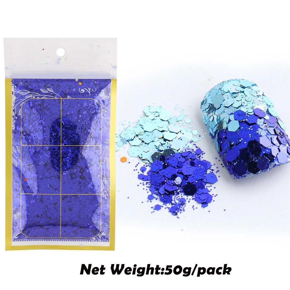 shanilak nail Polish sequin accessories, ins Colorful Mermaid Sequin nail Polish accessories, crushed stone Crochet nail Polish diamond accessories, gradient 50g bagged nail polish accessories Specification image