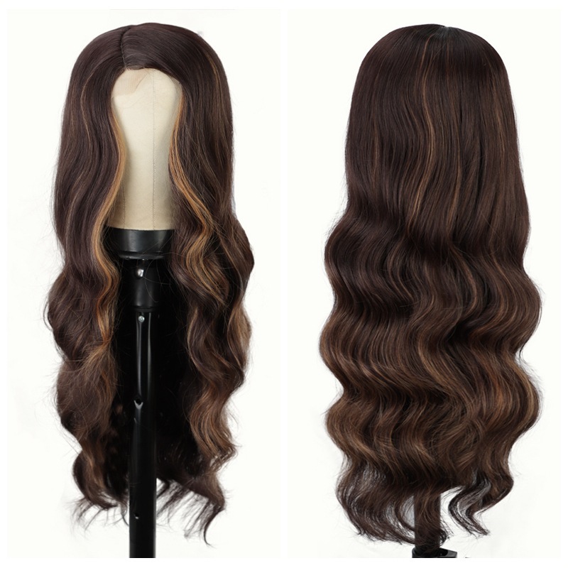 European and American long curly hair lace wigs for women, high-temperature silk wig head covers details Picture