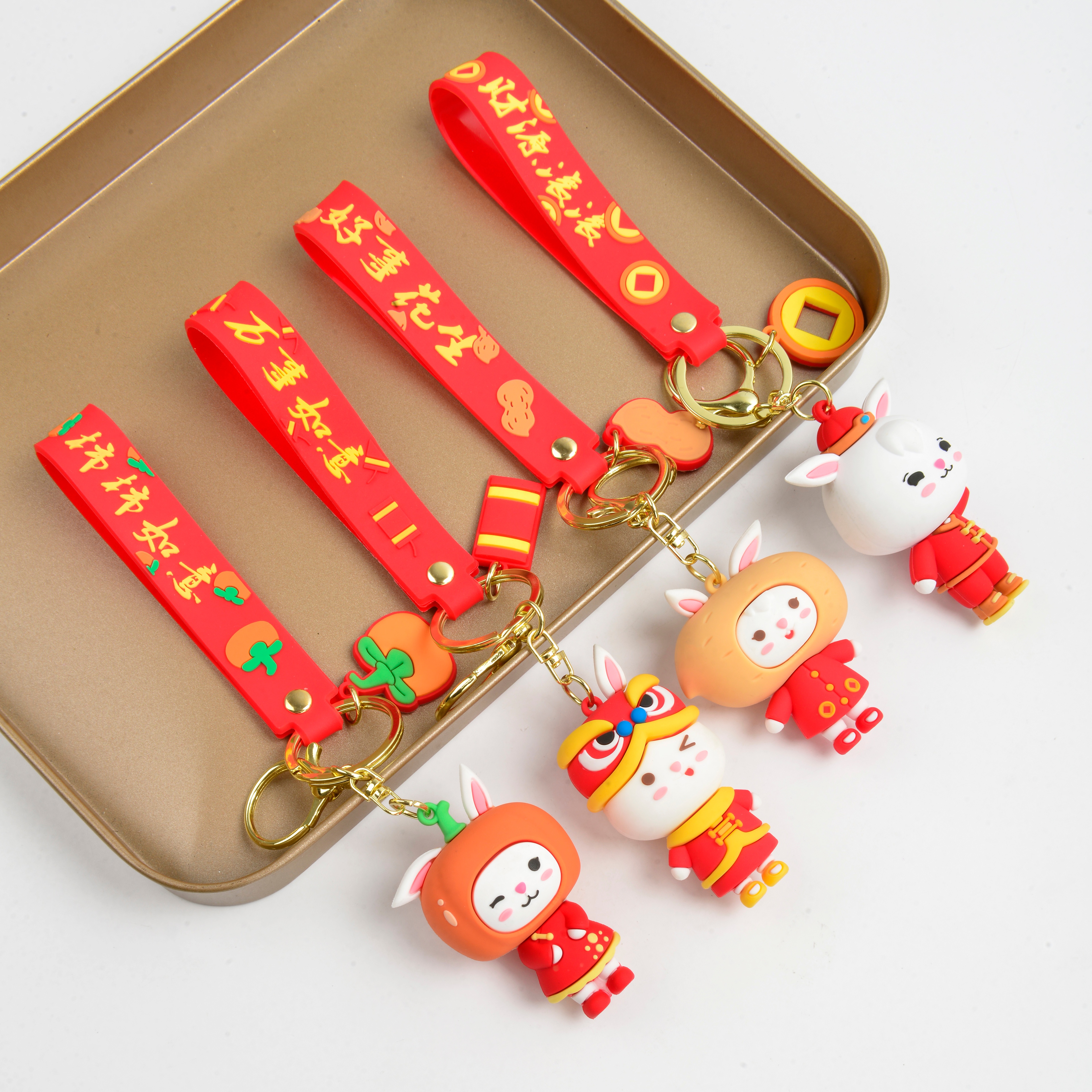 2022冬季新款新年卡通图案钥匙扣网红爆款钥匙扣