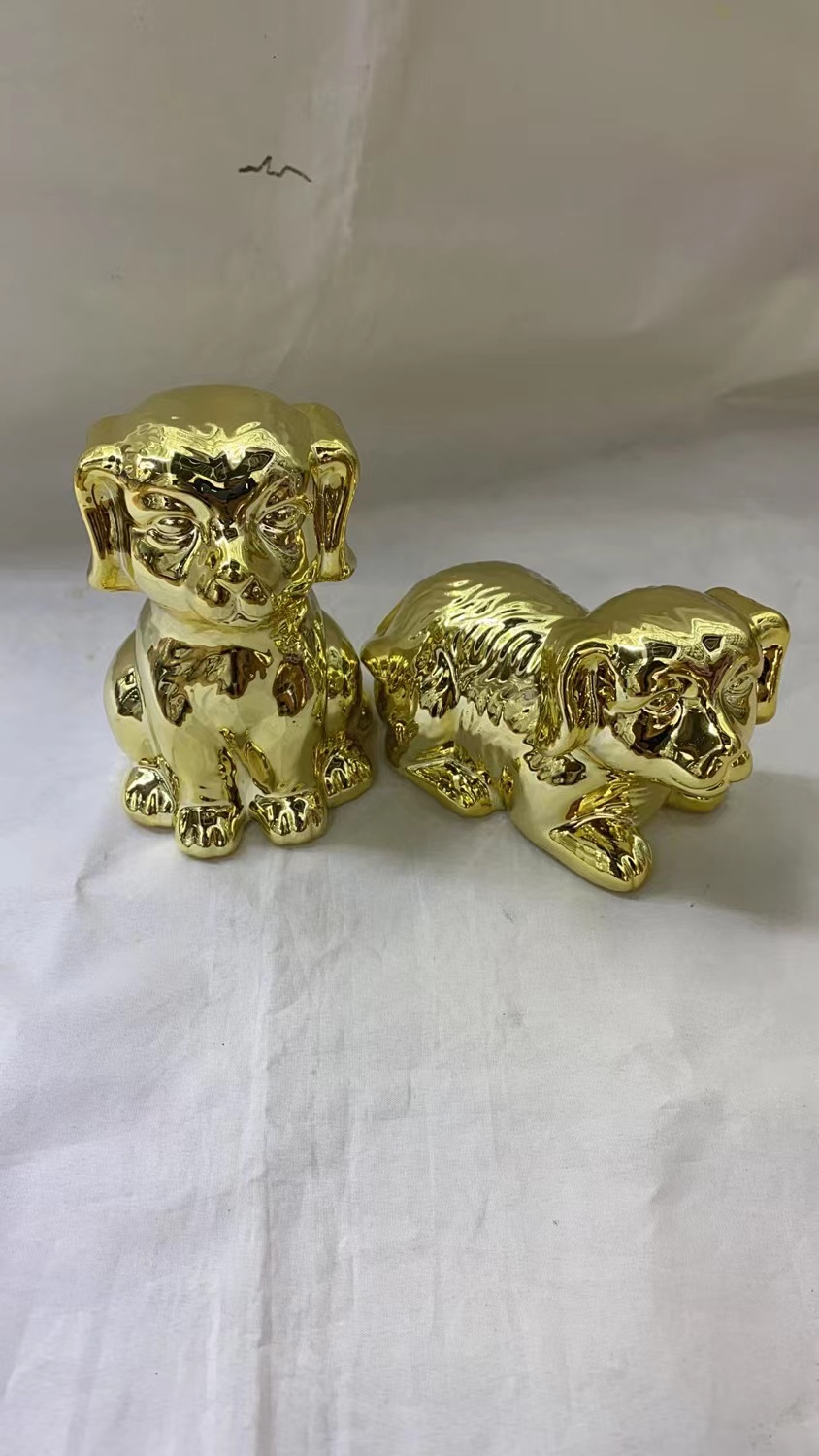 Ceramic electroplated penguin figurine details Picture