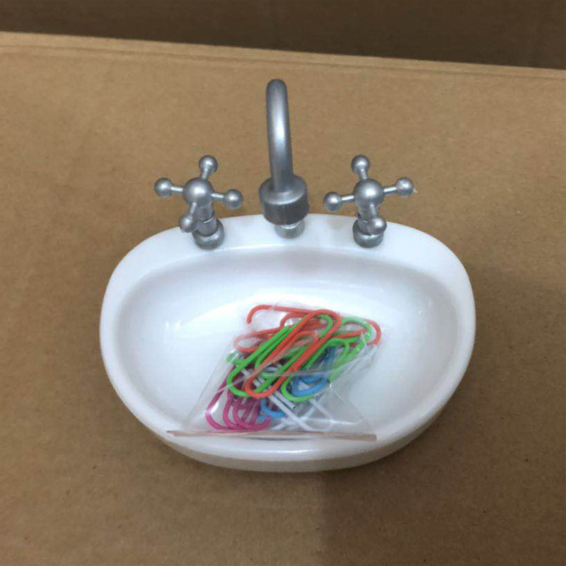 创意实用办公用品 洗手池水槽回形针收纳盆 回形针磁性座