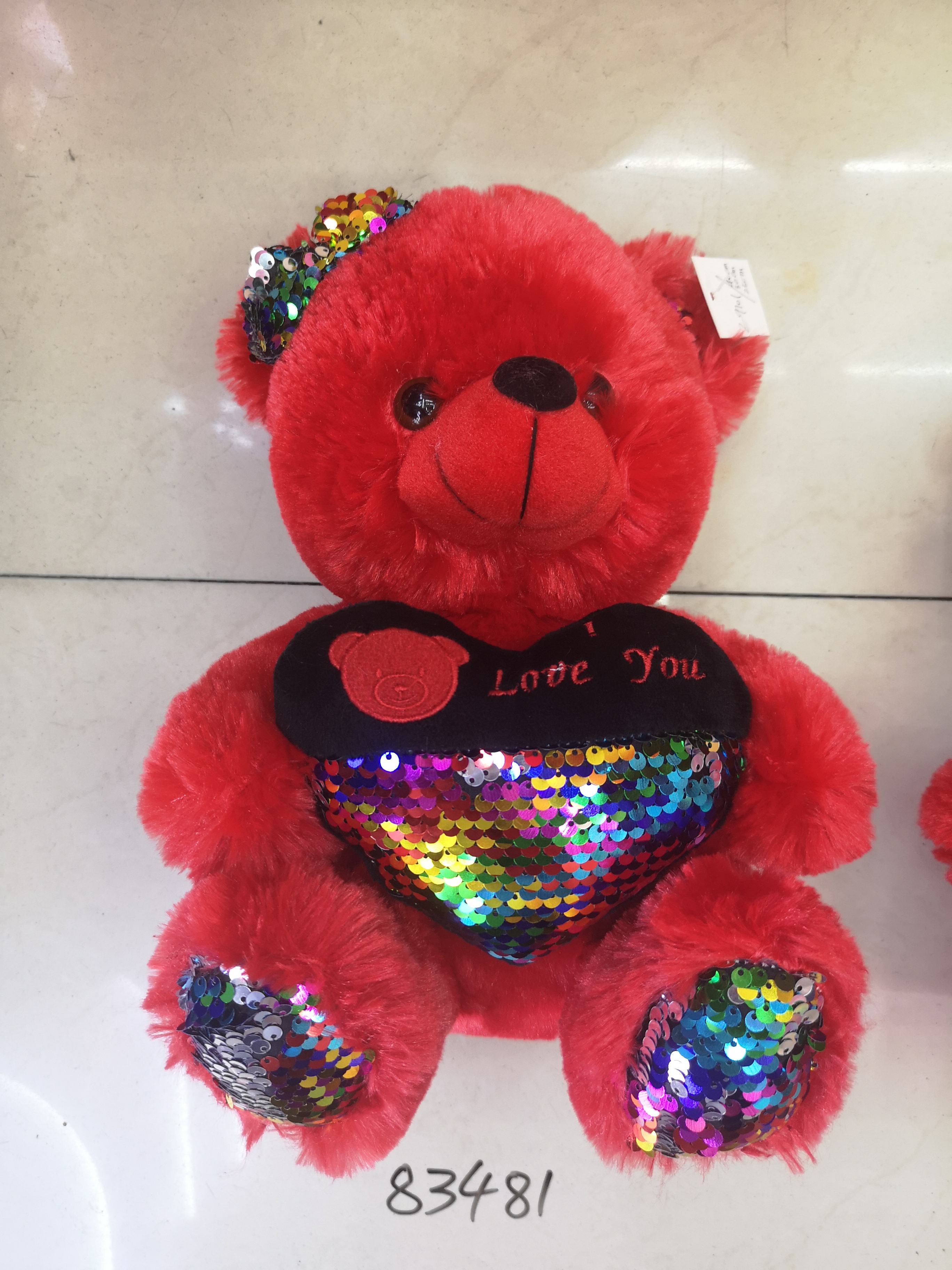 Yiwu Small Commodities City, 25 centimeters of cute sequins, heart bear color red