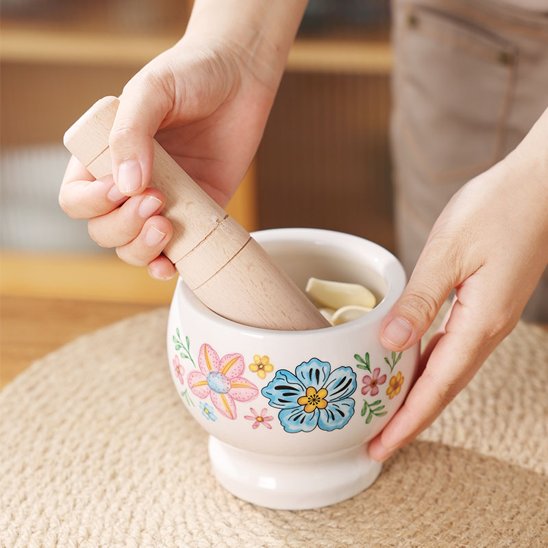 Tao Bao Wang Ceramic Garlic mashing Machine, garlic mortar, household manual mashing jar, multi-functional garlic puree and garlic paste grinder Specification image