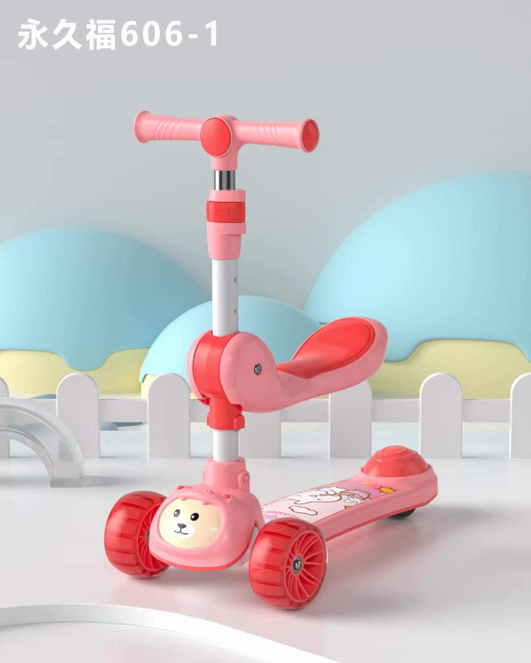 Little Bear style PU three-in-one electric scooter with light