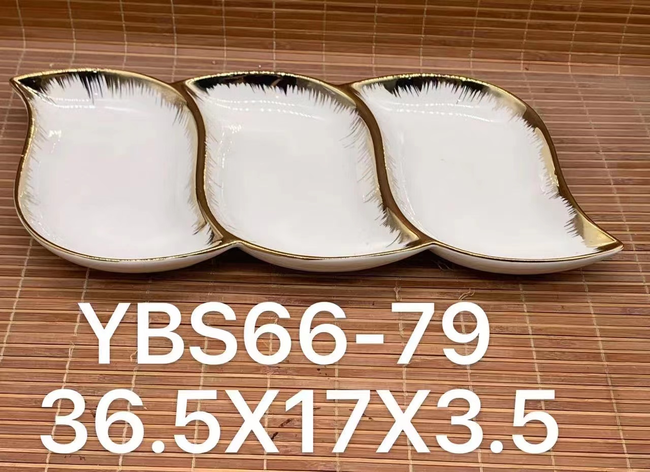 Ceramic gold-painted dinner plates and electroplated fruit plates Specification image