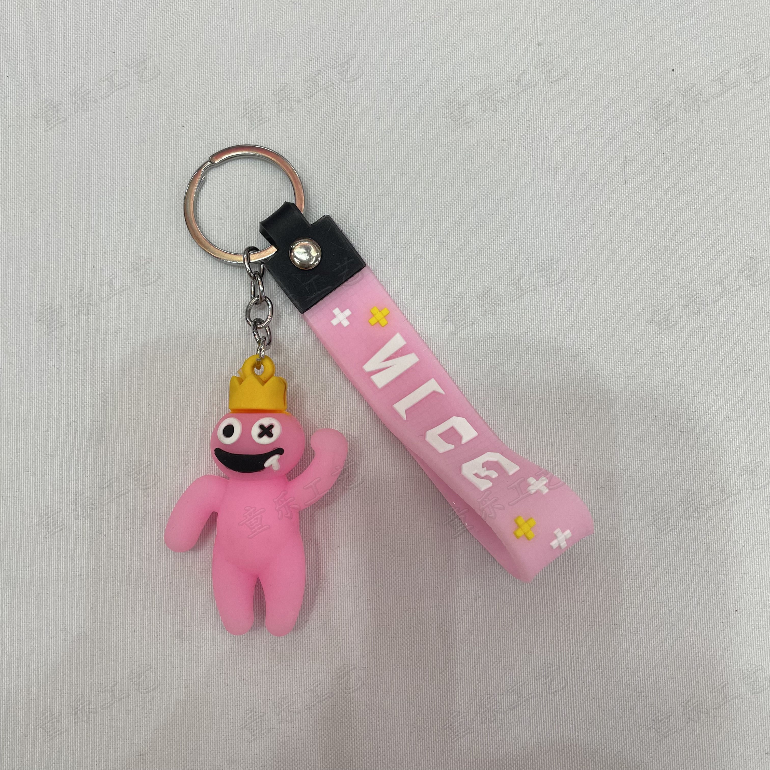 Creative Internet celebrity waving monster soft rubber keychain, cartoon key accessory, three-dimensional figurine pendant Specification image