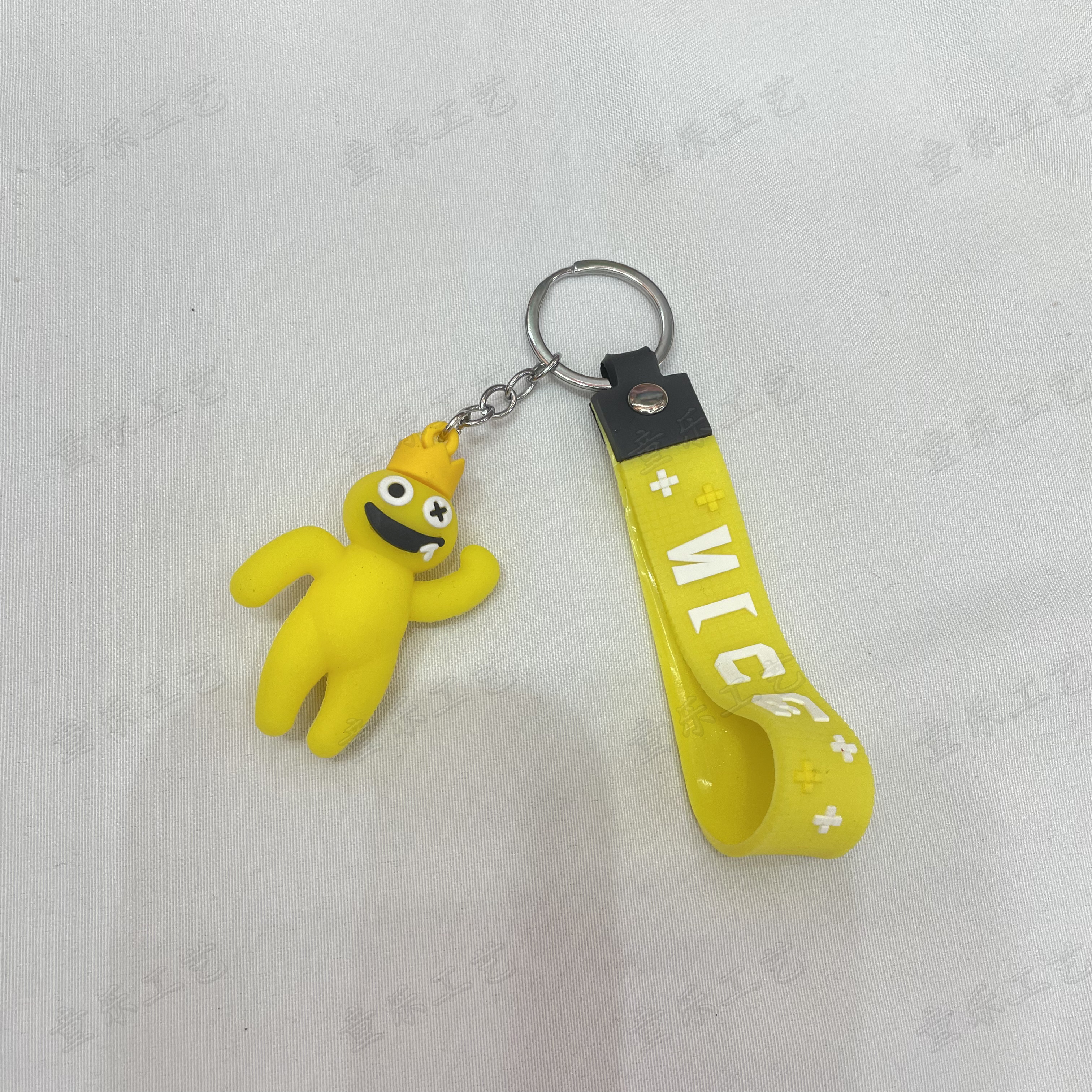 Creative Internet celebrity waving monster soft rubber keychain, cartoon key accessory, three-dimensional figurine pendant details Picture