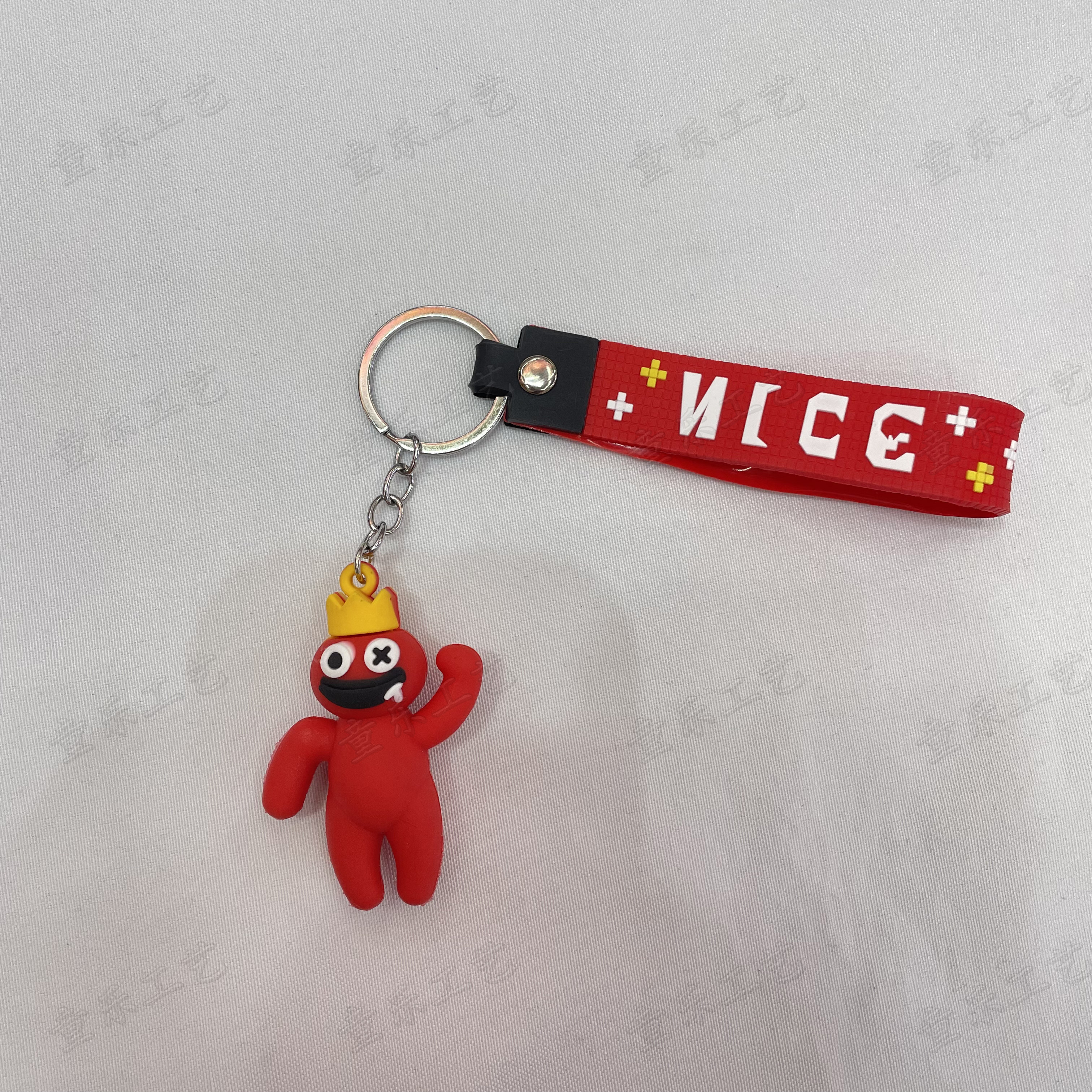 Creative Internet celebrity waving monster soft rubber keychain, cartoon key accessory, three-dimensional figurine pendant Item Picture