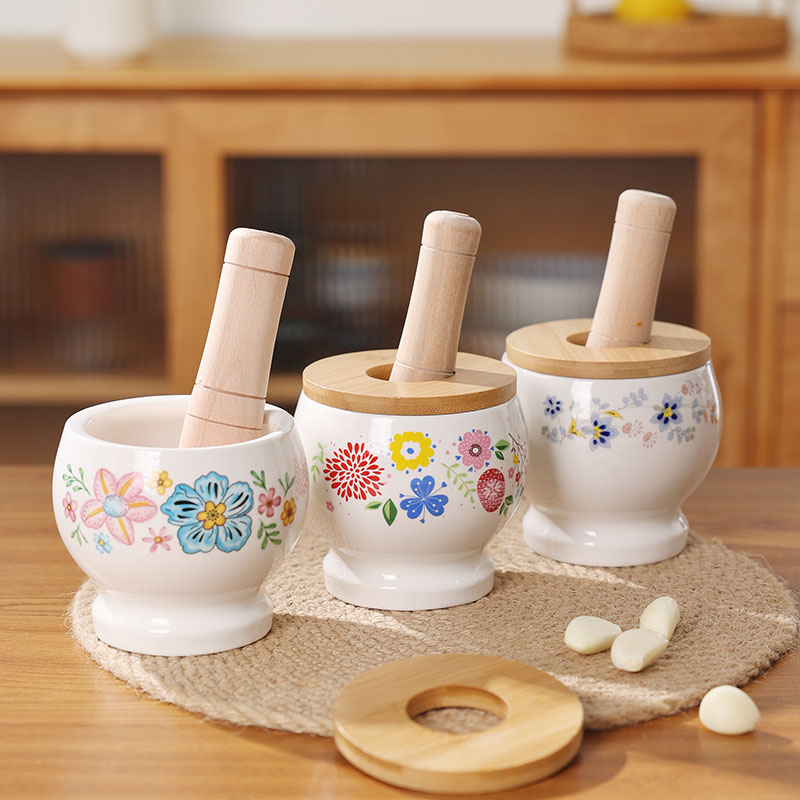 Tao Bao Wang Ceramic Garlic mashing Machine, garlic mortar, household manual mashing jar, multi-functional garlic puree and garlic paste grinder details Picture