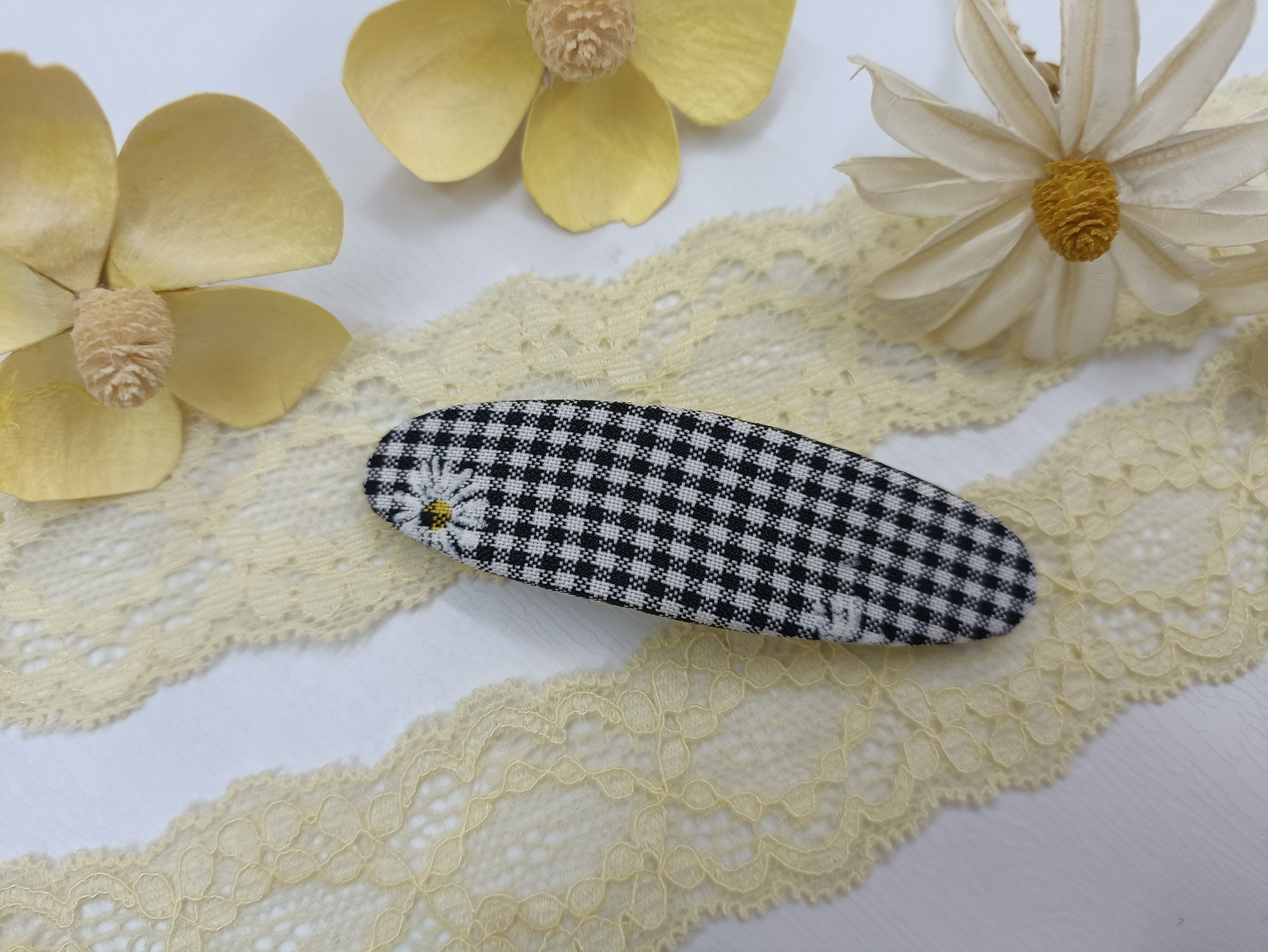 启帆手工韩版百搭格子碎花布艺儿童少女发饰发夹（成品）11