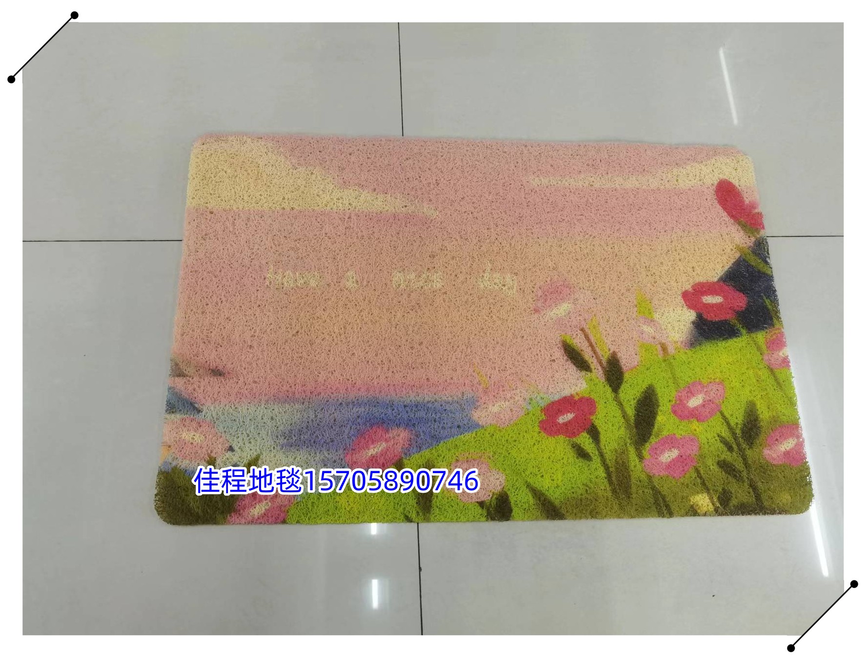 机织地毯/小玩具/拼接垫/儿童玩具/圆形手工编织地垫蒲草白底实物图