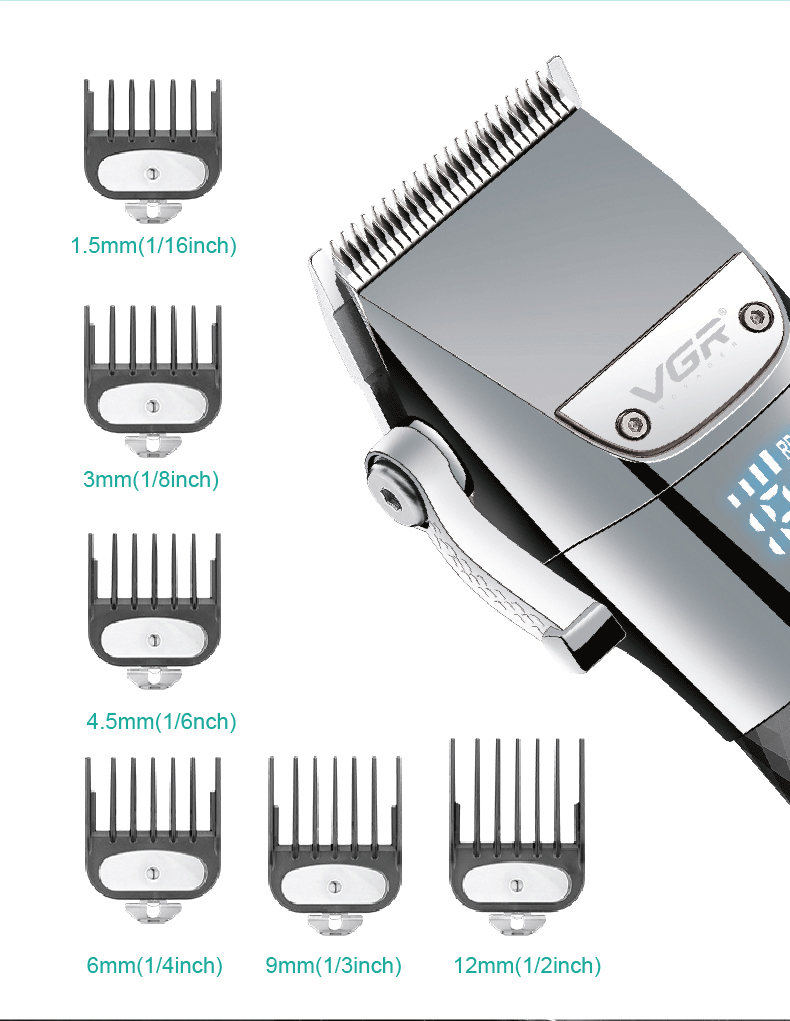 VGR Professional electric clipper, ultra-long battery life, LCD display base, charging, high-power shaving clipper 682 pic 7